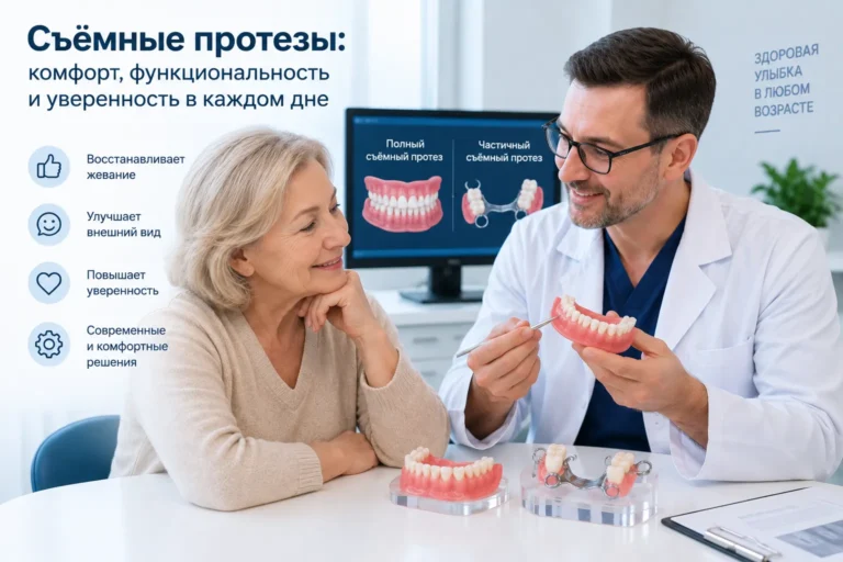 Стоматолог консультирует пациентку по поводу восстановления конструкции на импланте